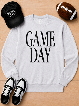 Light gray crewneck sweatshirt with GAME DAY graphic print