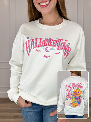 Halloween Nostalgia Cotton Blend Long Sleeve White Avery Mae Graphic Crewneck Sweatshirt (Gildan) | Avery Mae Boutique
