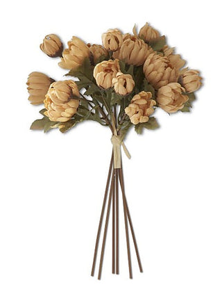 Faux dahlia flower bundle with cream and brown blooms, long stems