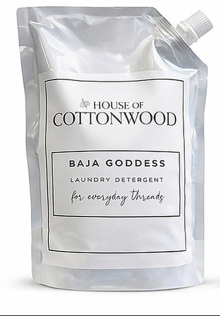 Laundry detergent pouch: House of Cottonwood Baja Goddess, white refill bag with cap