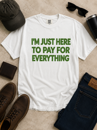 Just Here to Pay Cotton Short Sleeve White Avery Mae Graphic Tee Shirt (Comfort Colors)