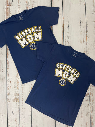PRE-ORDERSB Baseball Mom Varsity Glitter Navy Sweatshirt