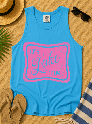 Clock in it's Time Cotton Blue Avery Mae Tank Top - Multiple Options (Comfort Colors)