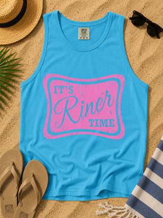 Clock in it's Time Cotton Blue Avery Mae Tank Top - Multiple Options (Comfort Colors)