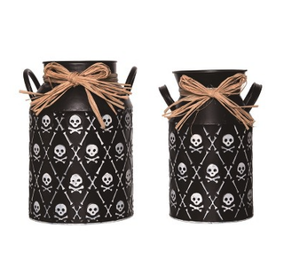 Skull & Crossbones Metal Milk Jug Set