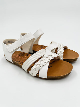 Kids Blowfish Play All Day Faux Leather White Sandals | Avery Mae Boutique
