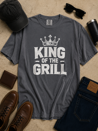 King of the Grill Cotton Short Sleeve Charcoal Avery Mae Graphic Tee Shirt (Comfort Colors)