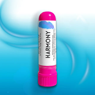Harmony inhaler stick with magenta cap and white label