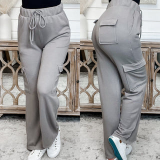 Your Solution High Rise Knit Grey Cargo Bottoms