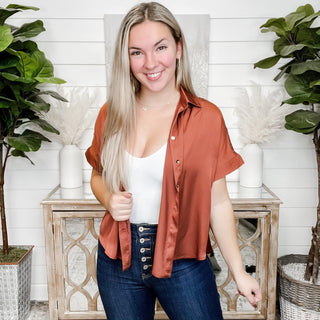 Ask Yourself Satin Button Up Top - 2 colors!