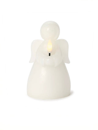 White LED candle angel figurine with glowing flame and wings