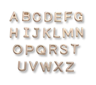 Gold alphabet letter charms with uppercase A–Z