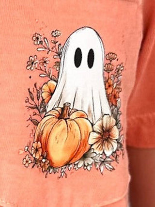 Pocket Full of Spooks Cotton Short Sleeve Orange Avery Mae Graphic Tee Shirt (Comfort Colors) (view 2) | Avery Mae Boutique