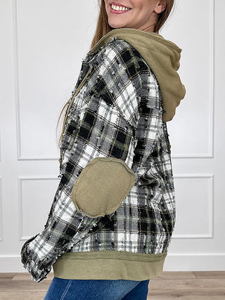 POL Look Who's Back Cotton Blend Long Sleeve Green Hooded Jacket (view 2) | Avery Mae Boutique