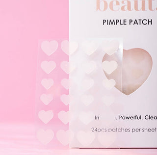 Heart-shaped pimple patch sheet with translucent backing