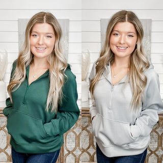 Shine Later Wishlist Long Sleeve Quarter Zip Hooded Sweatshirt - 2 colors!