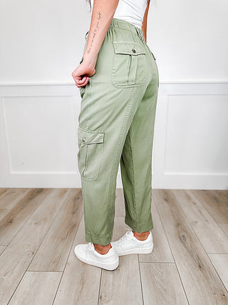 Risen Lizzie High-Rise Relaxed Fit Bottoms (Cargo, Double Button, Non-Distressed) (view 2) | Avery Mae Boutique
