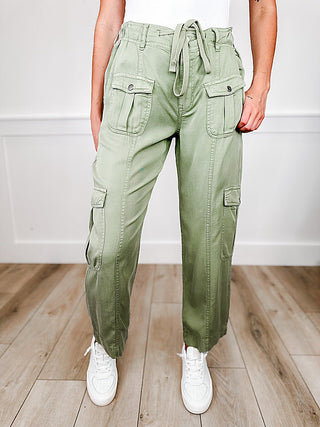 Risen Lizzie High-Rise Relaxed Fit Bottoms (Cargo, Double Button, Non-Distressed) | Avery Mae Boutique