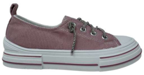 Blush pink corduroy lace-up sneakers with thick white platform sole and side zipper pull