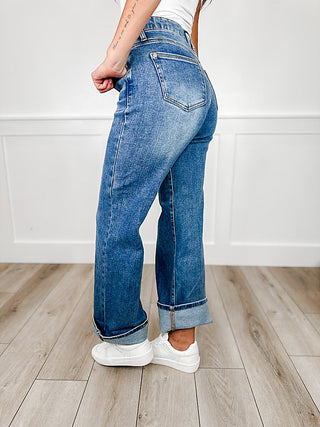 Saige Makayla Tummy Control Mid-Rise Wide Leg Jeans (Non-Distressed) (view 3) | Avery Mae Boutique