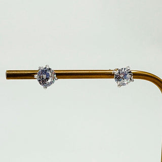 Silver stud earrings with round clear crystal stones