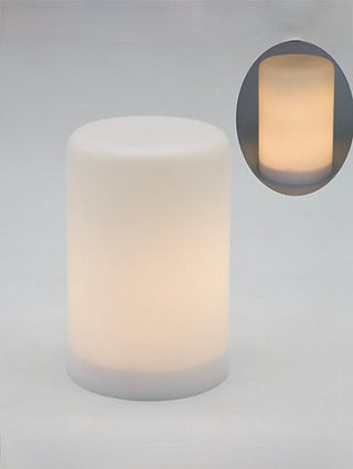 White LED pillar candle with soft flickering glow, flameless cylinder design