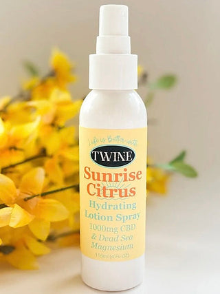 Hydrating CBD lotion spray bottle, TWINE Sunrise Citrus, 118 mL