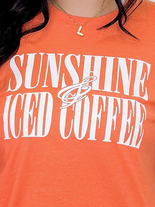 Sunshine & Iced Coffee Cotton Short Sleeve Avery Mae Graphic Tee Shirt - Multiple Colors (Tultex, Gildan) (view 2) | Avery Ma