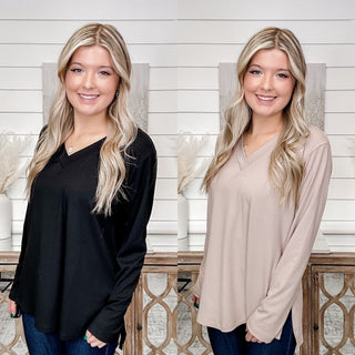 White Birch Bad Idea Ribbed Long Sleeve Top - 2 colors!