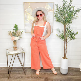 It's Groovy Cotton Blend Peach Overalls