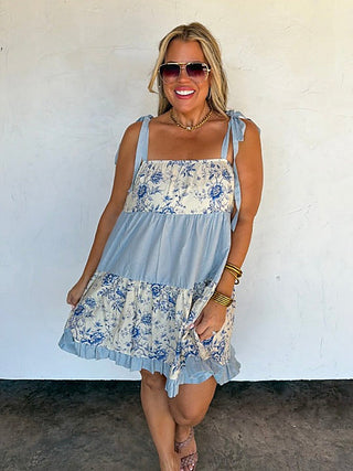 Talk & Talk Till Dawn Rayon Blue Avery Mae Dress (view 5) | Avery Mae Boutique