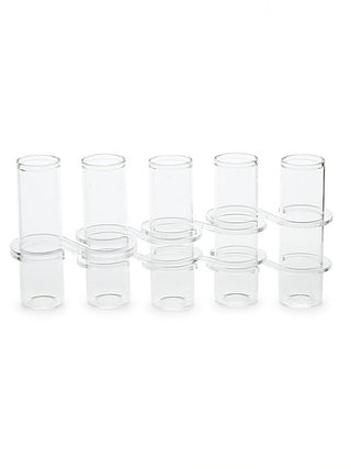 Clear cylindrical glass vases, 5-piece set