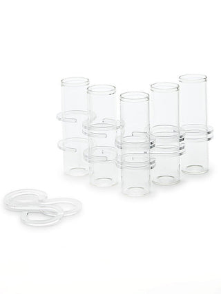 Clear stackable glass vases with multiple cylinder heights