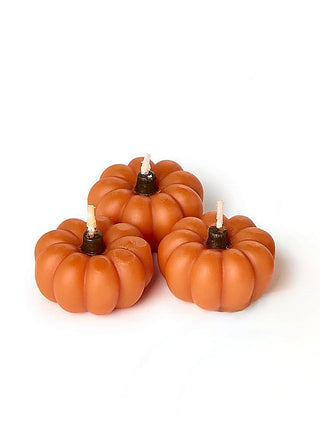 Pumpkin-shaped candle set of 3, orange candles with wicks