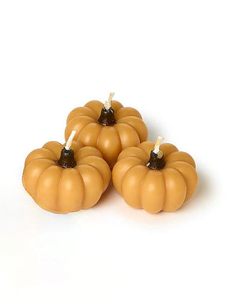 Pumpkin-shaped candle set of 3, amber candles with wicks