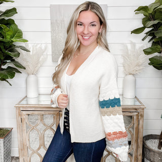 Bring It Forward Hem & Thread Knit Ivory Cardigan