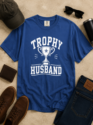 Trophy Husband Cotton Short Sleeve Blue Avery Mae Graphic Tee Shirt (Comfort Colors)