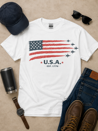 Founding Flight Cotton Short Sleeve White Avery Mae Graphic Tee Shirt (Gildan)