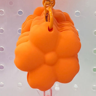 Orange flower lip gloss holder keychain with metal clasp