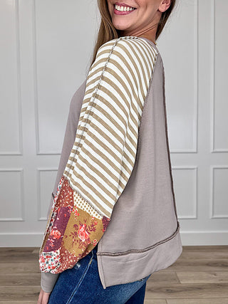 Wouldn't Know Where to Start Knit Long Sleeve Latte Avery Mae Top (view 2) | Avery Mae Boutique