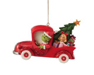 Grinch & His Red Truck Ornament By Jim Shore